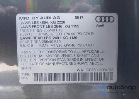 2018 Audi Q3 2.0T Premium/2.0T Sport Premium from USA, damaged, VIN WA1JCCFS9JR004920